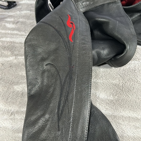 Power Trip Black Leather Motorcycle Chaps Size M - Picture 9 of 9